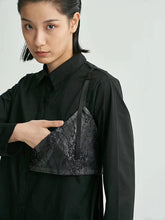 Casual False Vest Split-Joint Long Black Shirt Dress